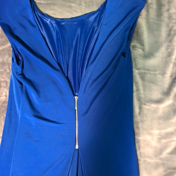 EUC ZARA Trafaluc Cerulean Blue sleeveless pleated back sheath dress. Size small - Picture 7 of 7